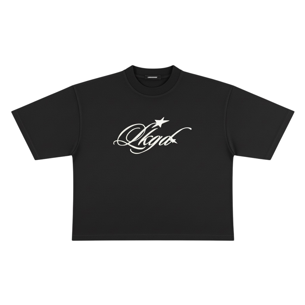 STARSCRIPT Boxy Crop Tee | Obsidian Black