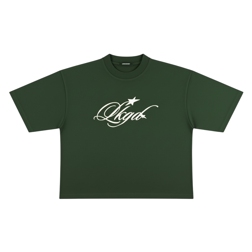 STARSCRIPT Boxy Crop Tee | Moss Green