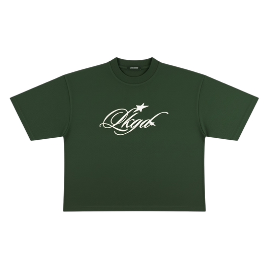STARSCRIPT Boxy Crop Tee | Moss Green